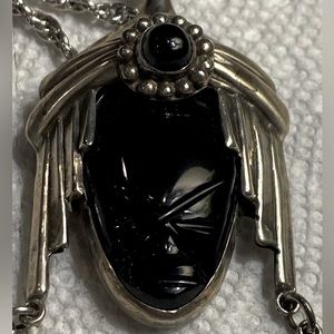 Vintage Onyx and Sterling Silver Necklace